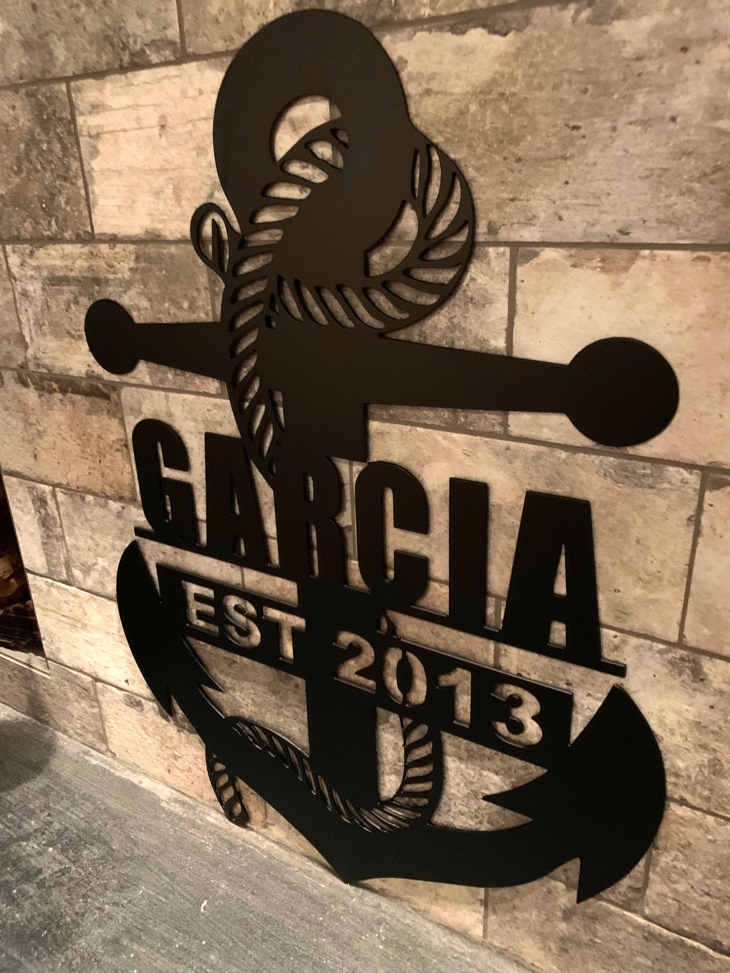 Custom Vertical Small Anchor Metal Name and Establish Year Sign