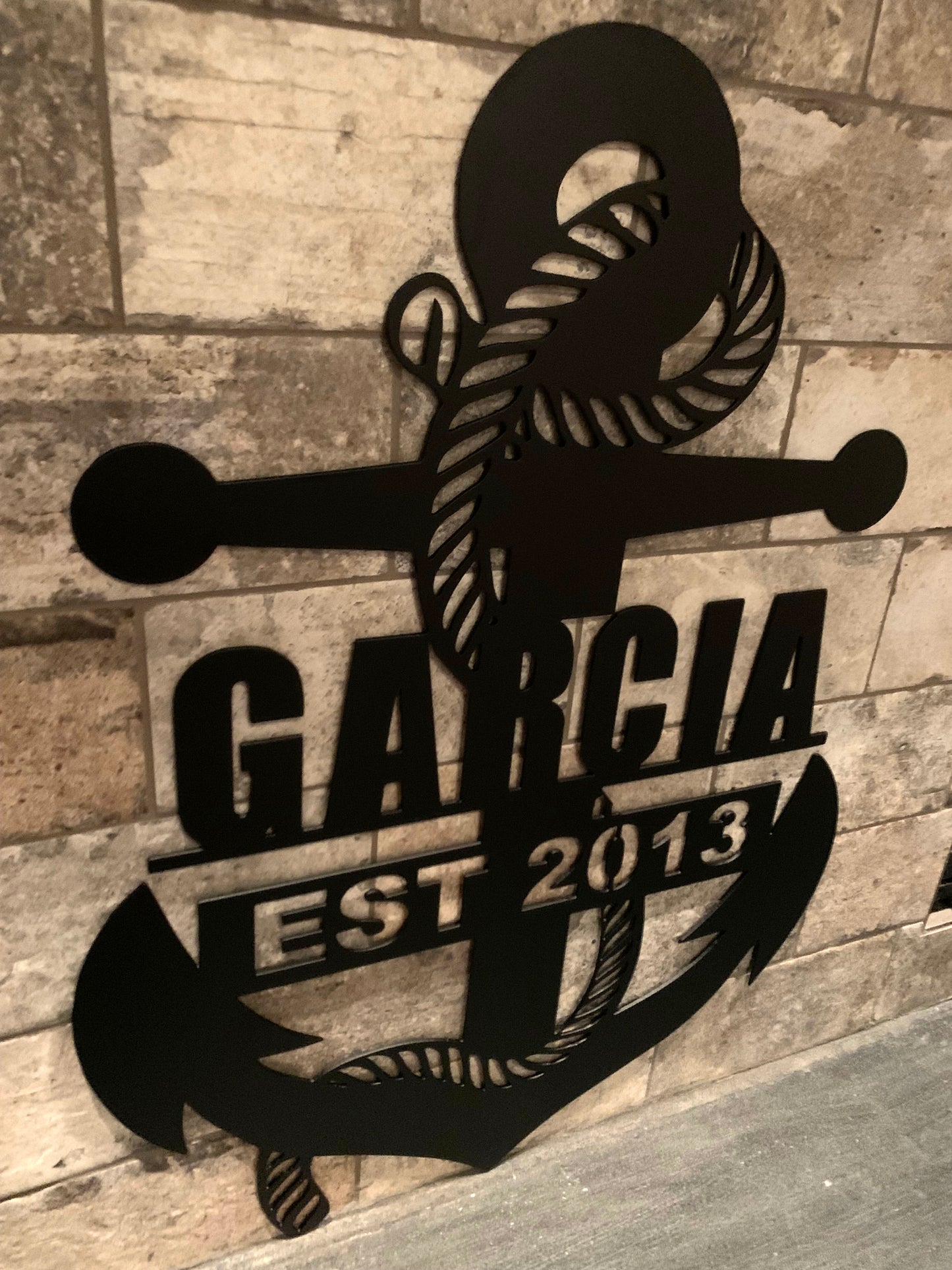 Custom Vertical Small Anchor Metal Name and Establish Year Sign