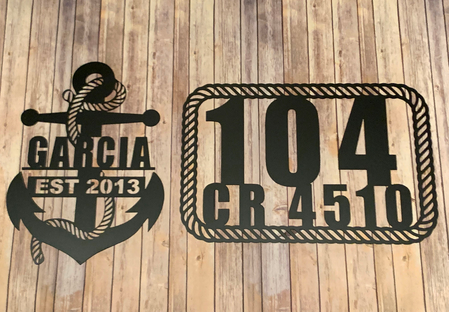 Custom Nautical Rope Metal Address Sign