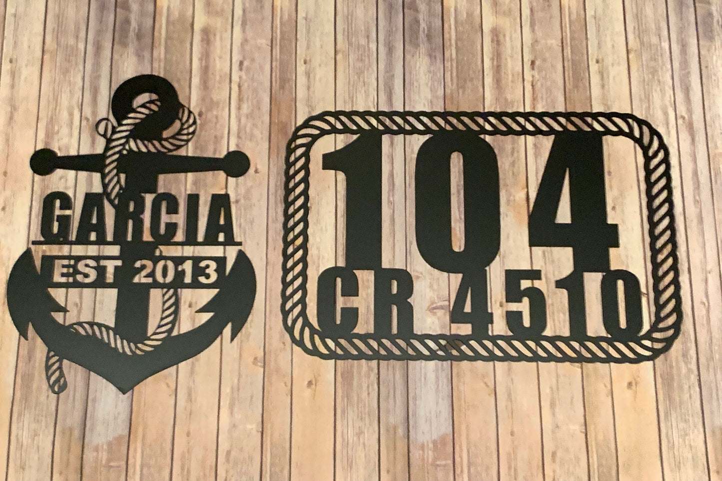 Custom Nautical Rope Metal Address Sign