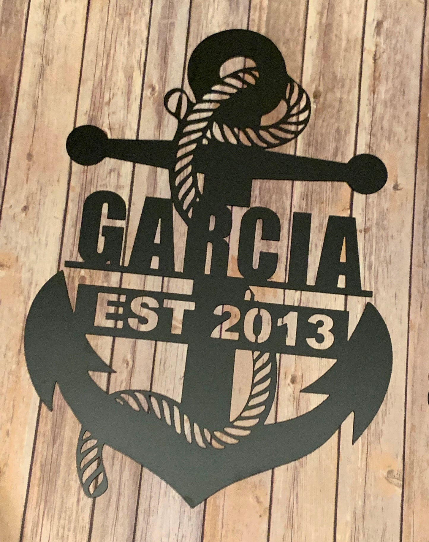 Custom Vertical Small Anchor Metal Name and Establish Year Sign