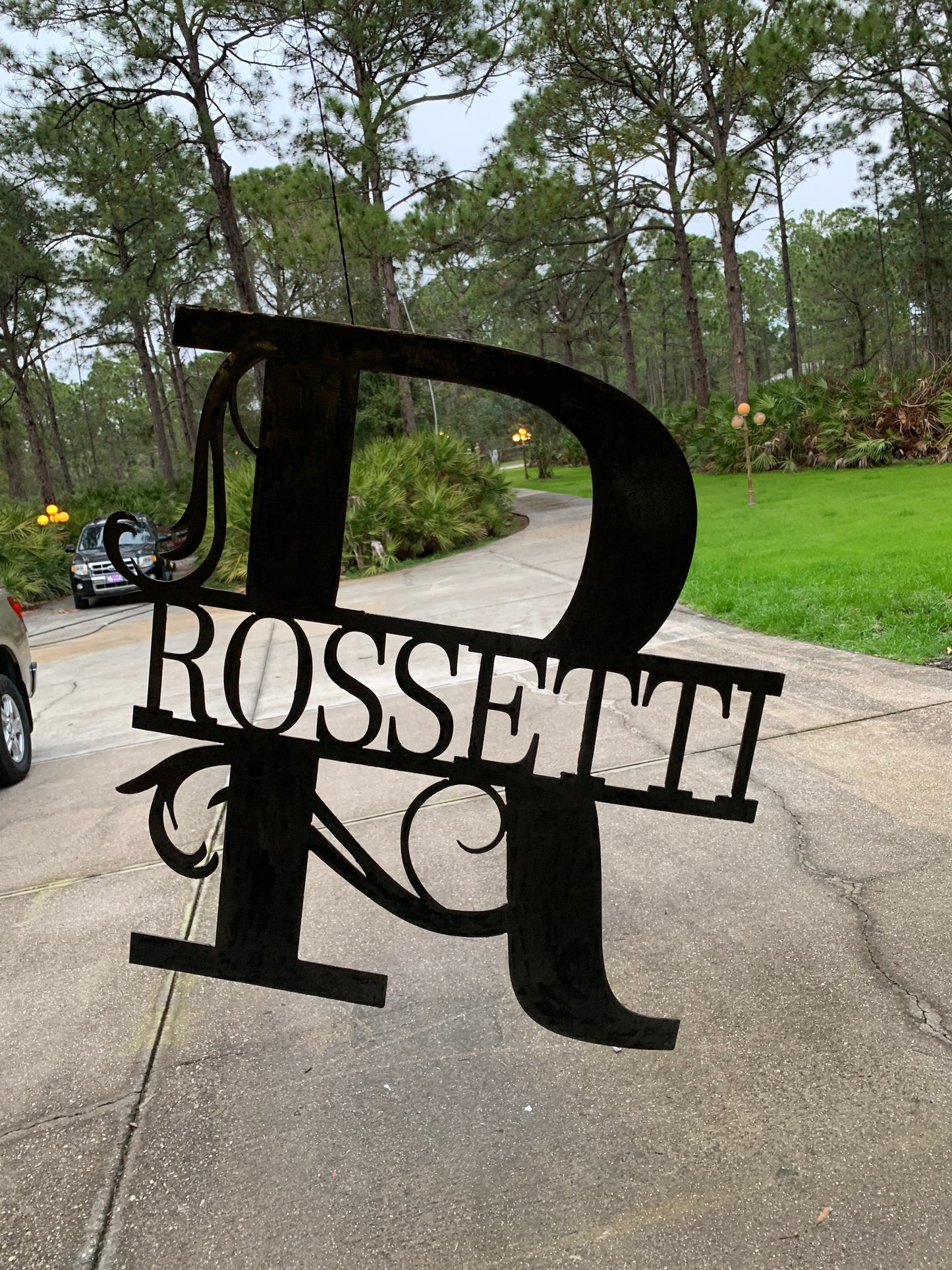 Custom Split Letter R Metal Last Name Sign