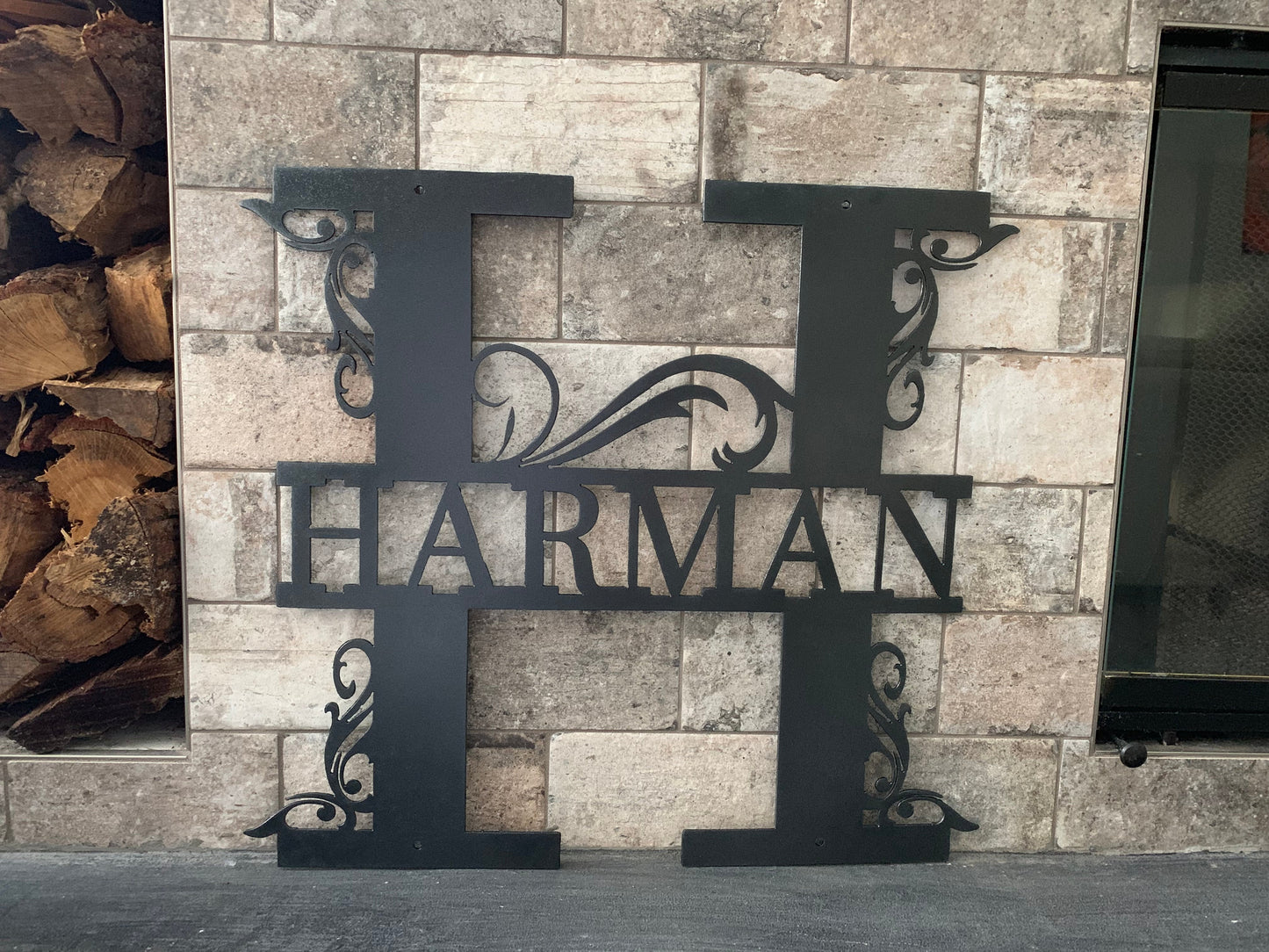 Custom Split Letter H Metal First Names, Last Name and Establish Year Sign