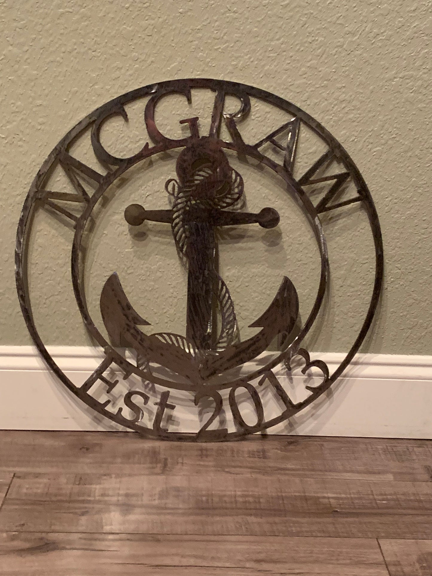 Custom Metal Anchor Name and Establish Year Sign