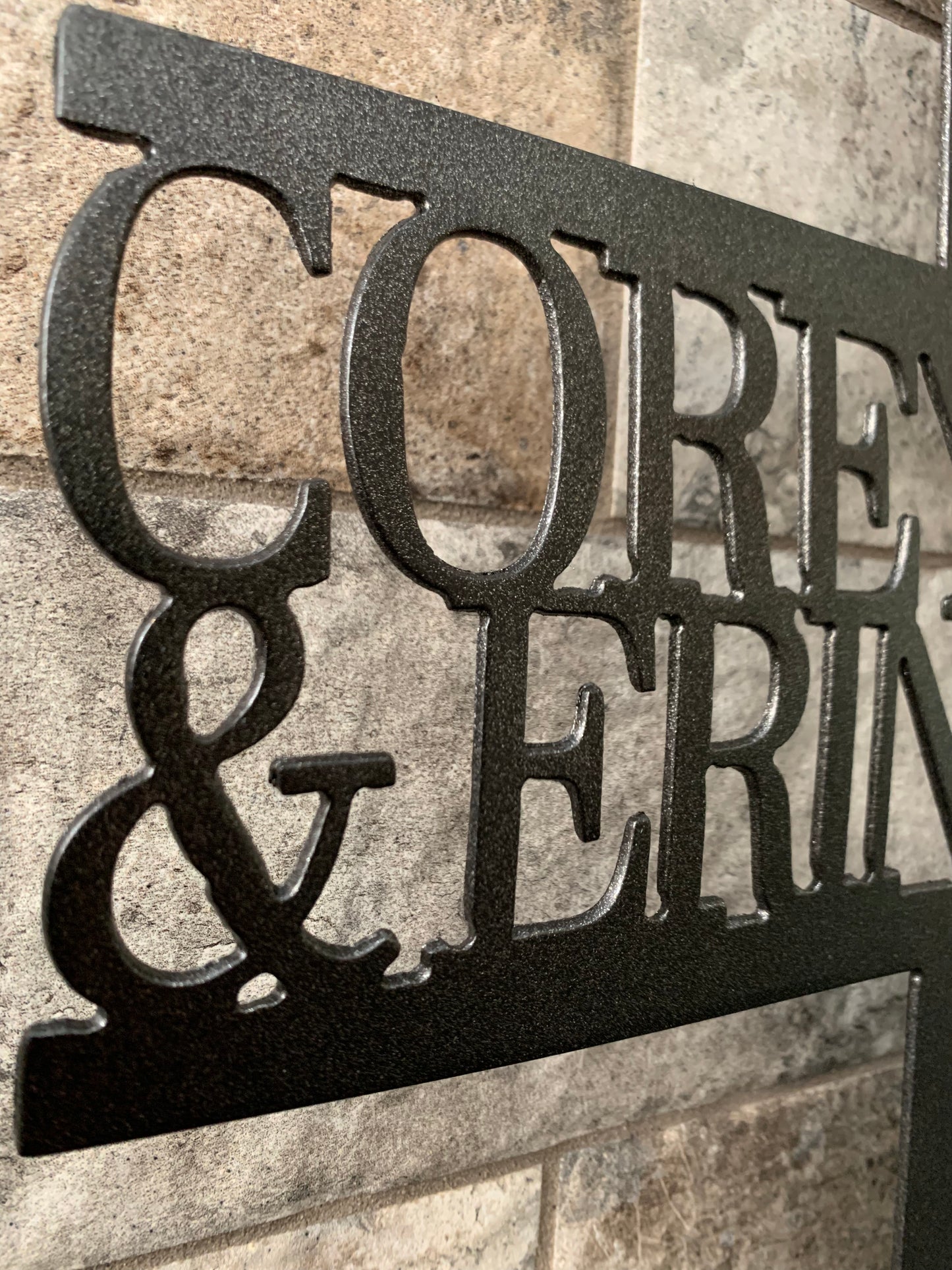 Custom Split Letter C Metal Last Name Sign