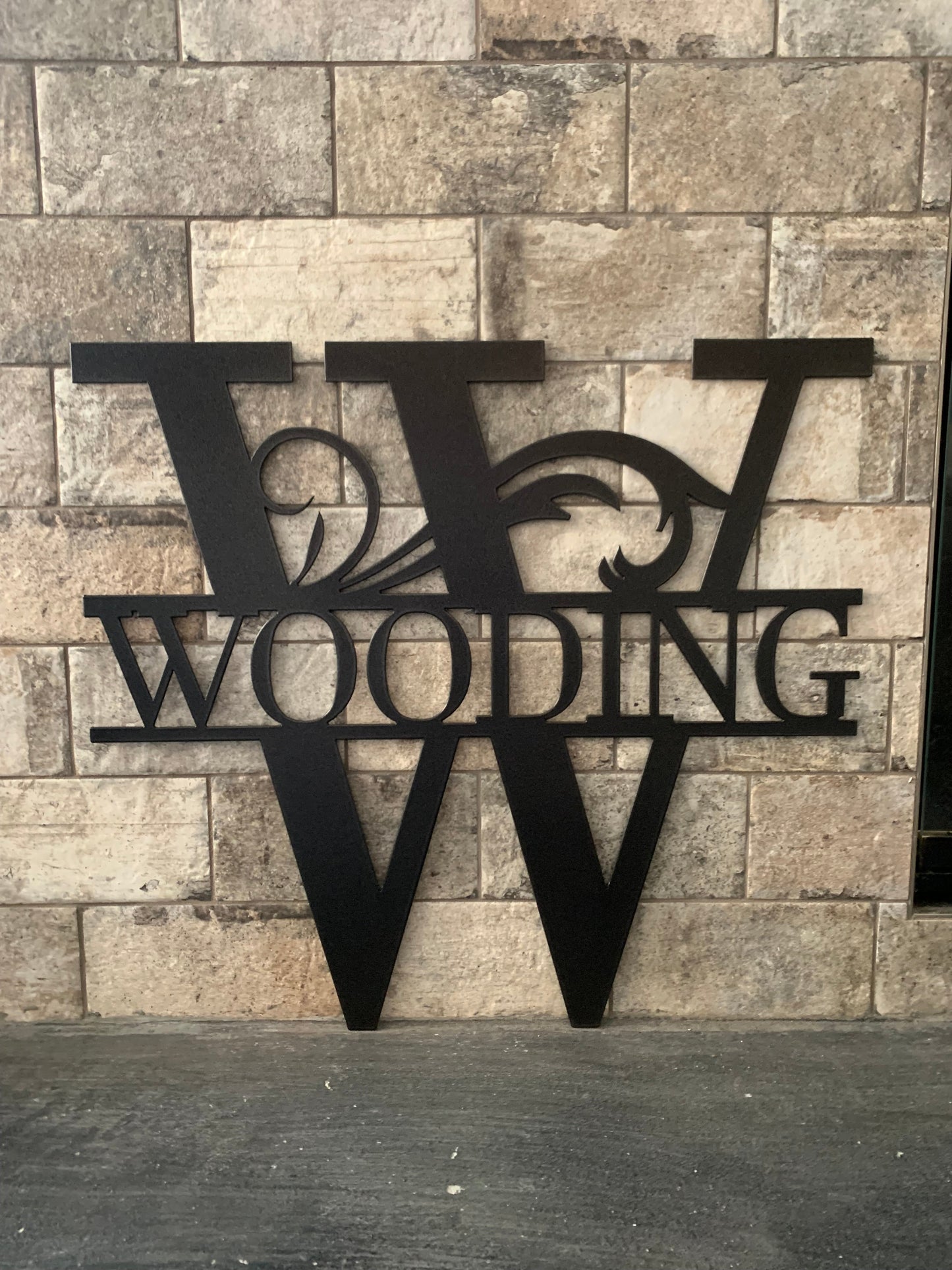 Custom Split Letter Z Metal Last Name Sign