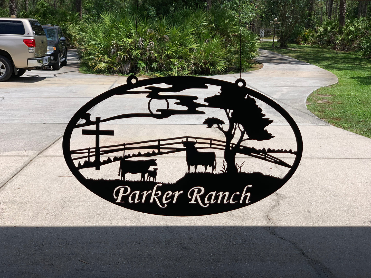 Cow field Ranch Name Sign