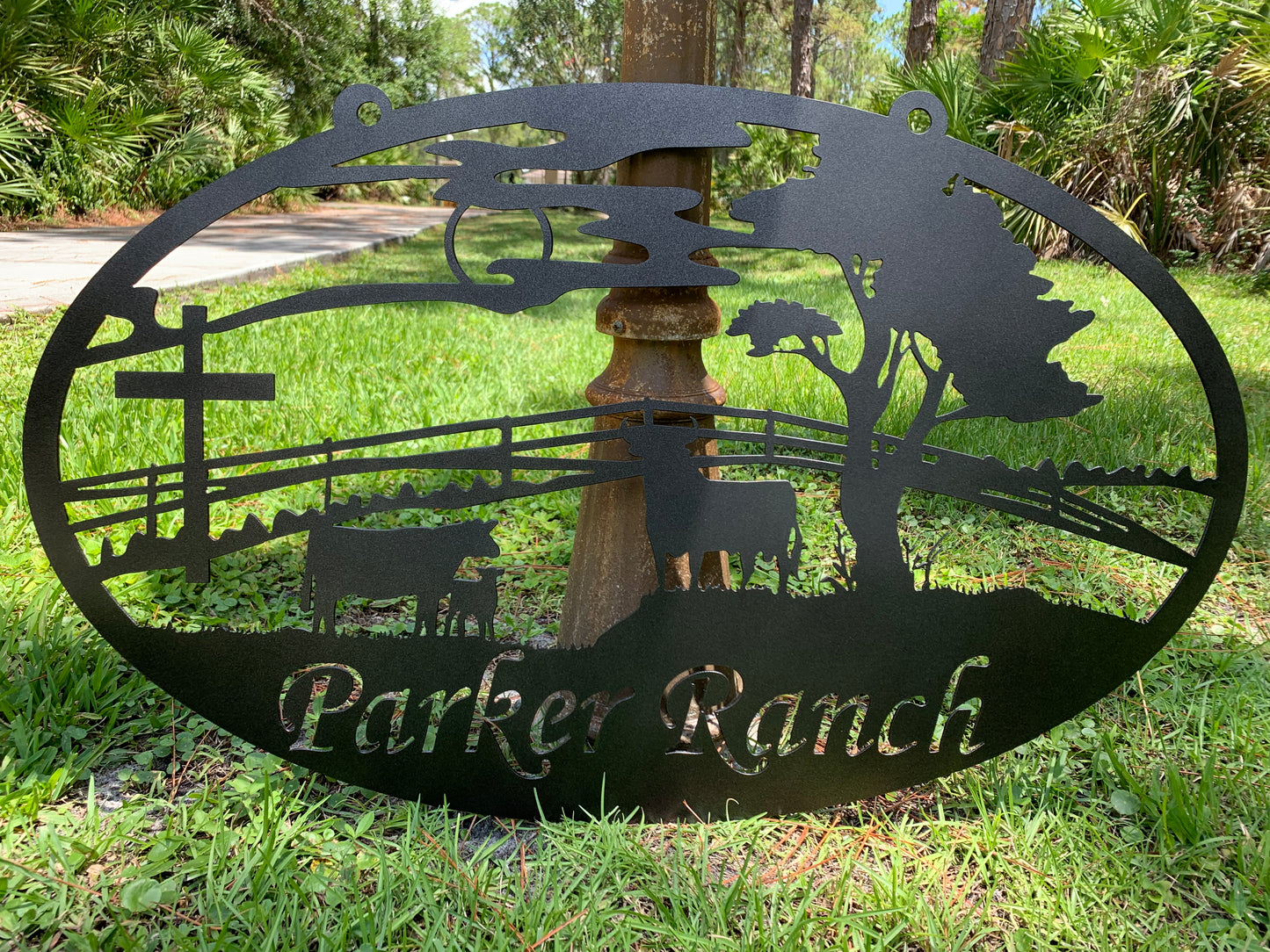 Cow field Ranch Name Sign