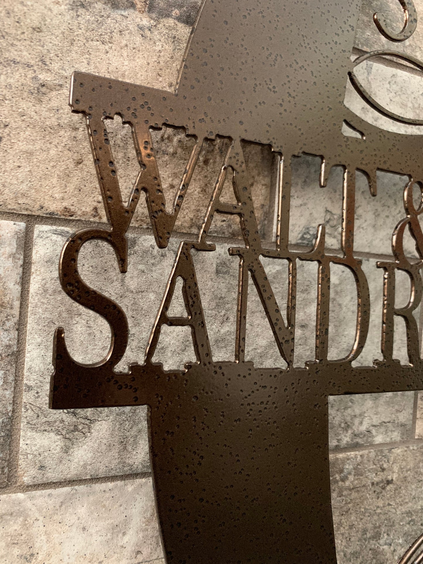 Custom Split Letter Q Metal First Names and Last Name Sign