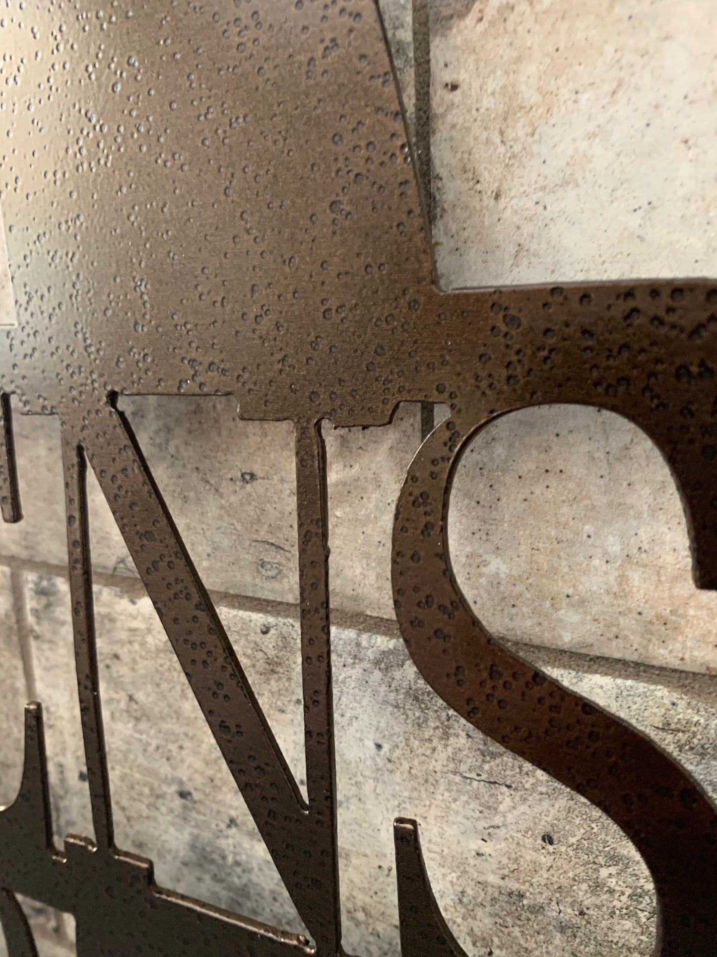 Custom Split Letter O Metal Last Name Sign