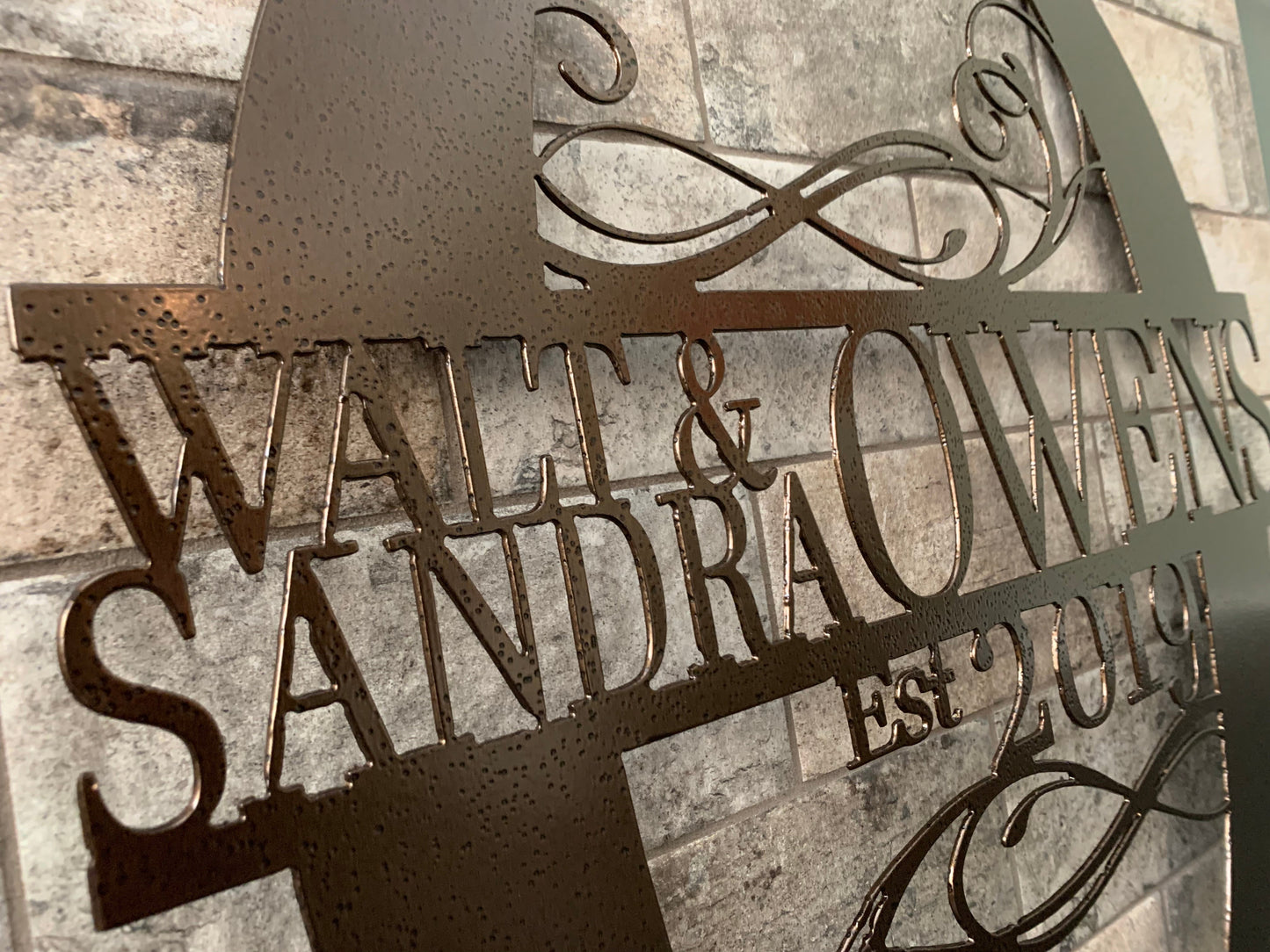 Custom Split Letter Q Metal Last Name Sign