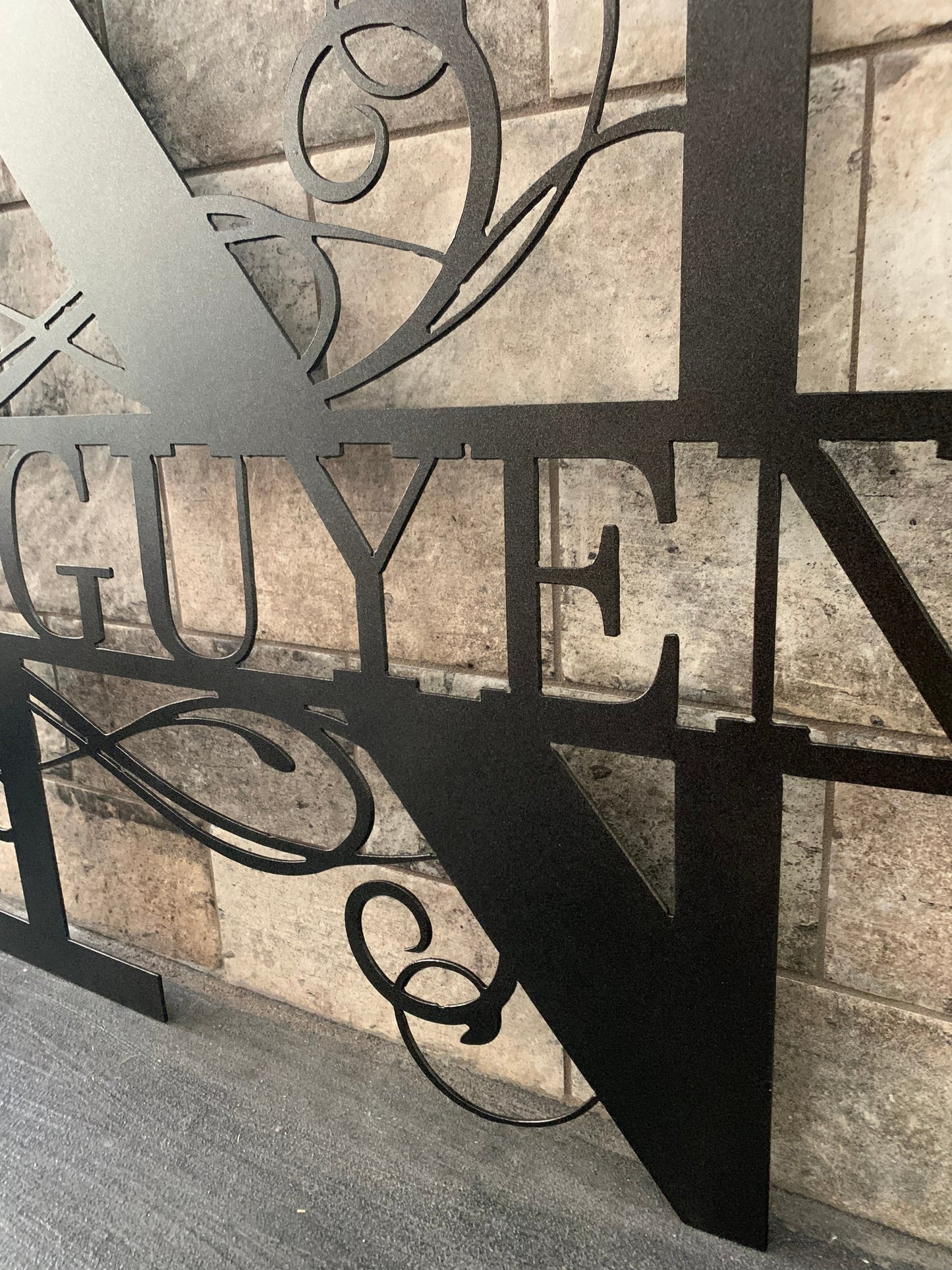 Custom Split Letter N Metal Last Name Sign