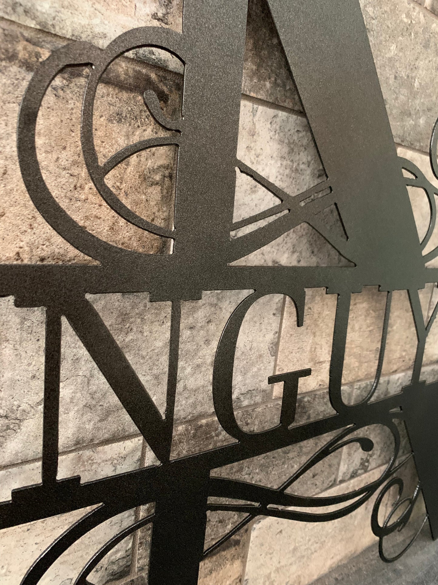 Custom Split Letter N Metal First Names and Last Name Sign