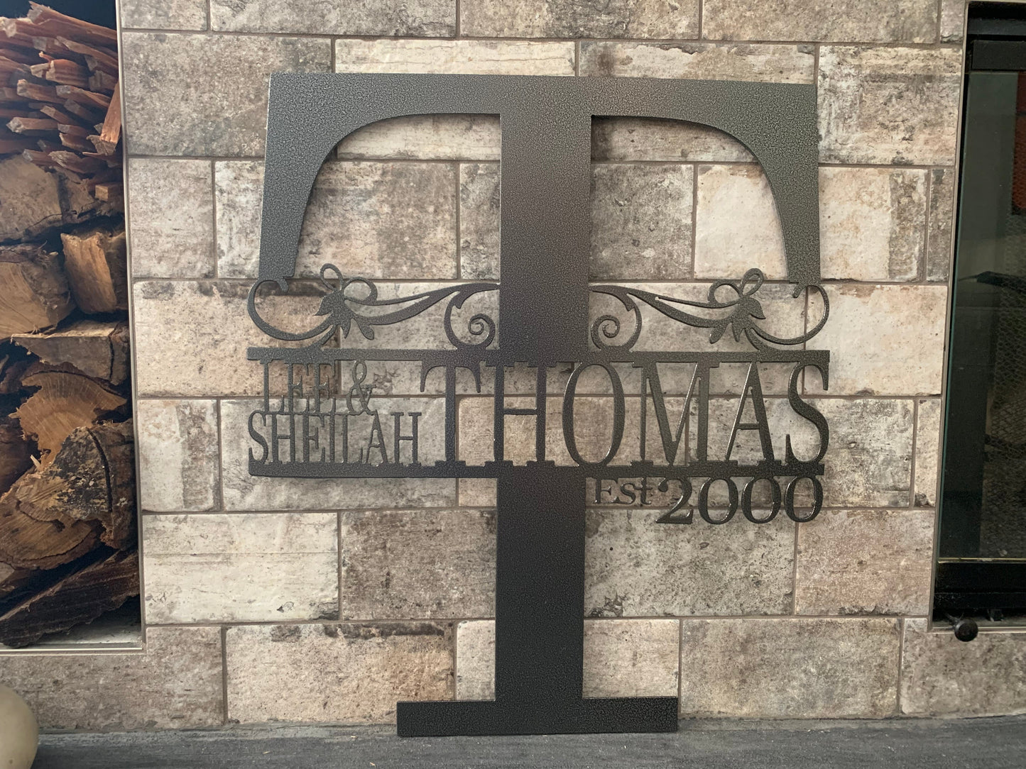 Custom Split Letter U Metal Last Name Sign
