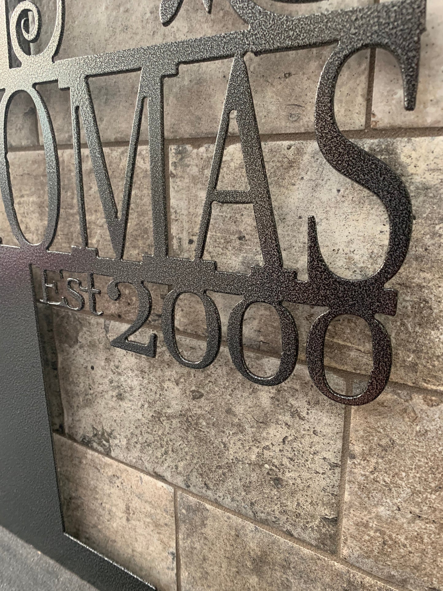 Custom Split Letter W Metal Last Name Sign