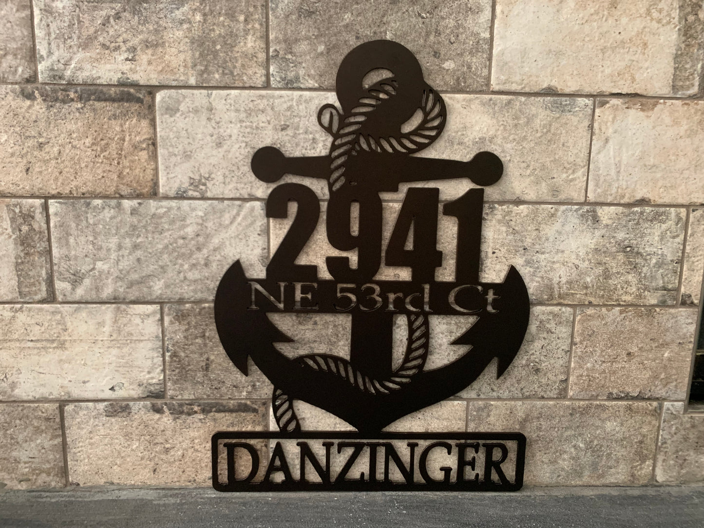 Custom Vertical Anchor Metal Address Sign with Last Name