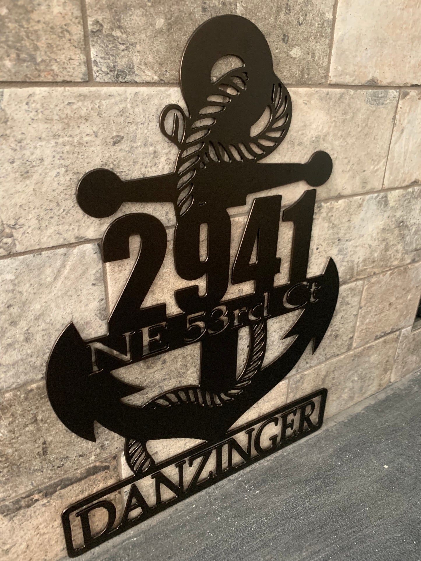 Custom Vertical Anchor Metal Address Sign with Last Name