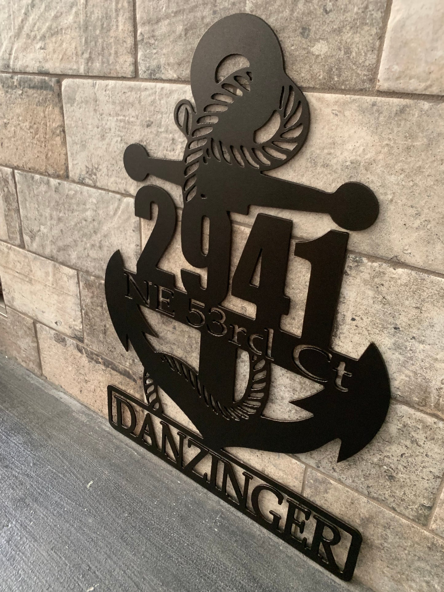 Custom Vertical Anchor Metal Address Sign with Last Name