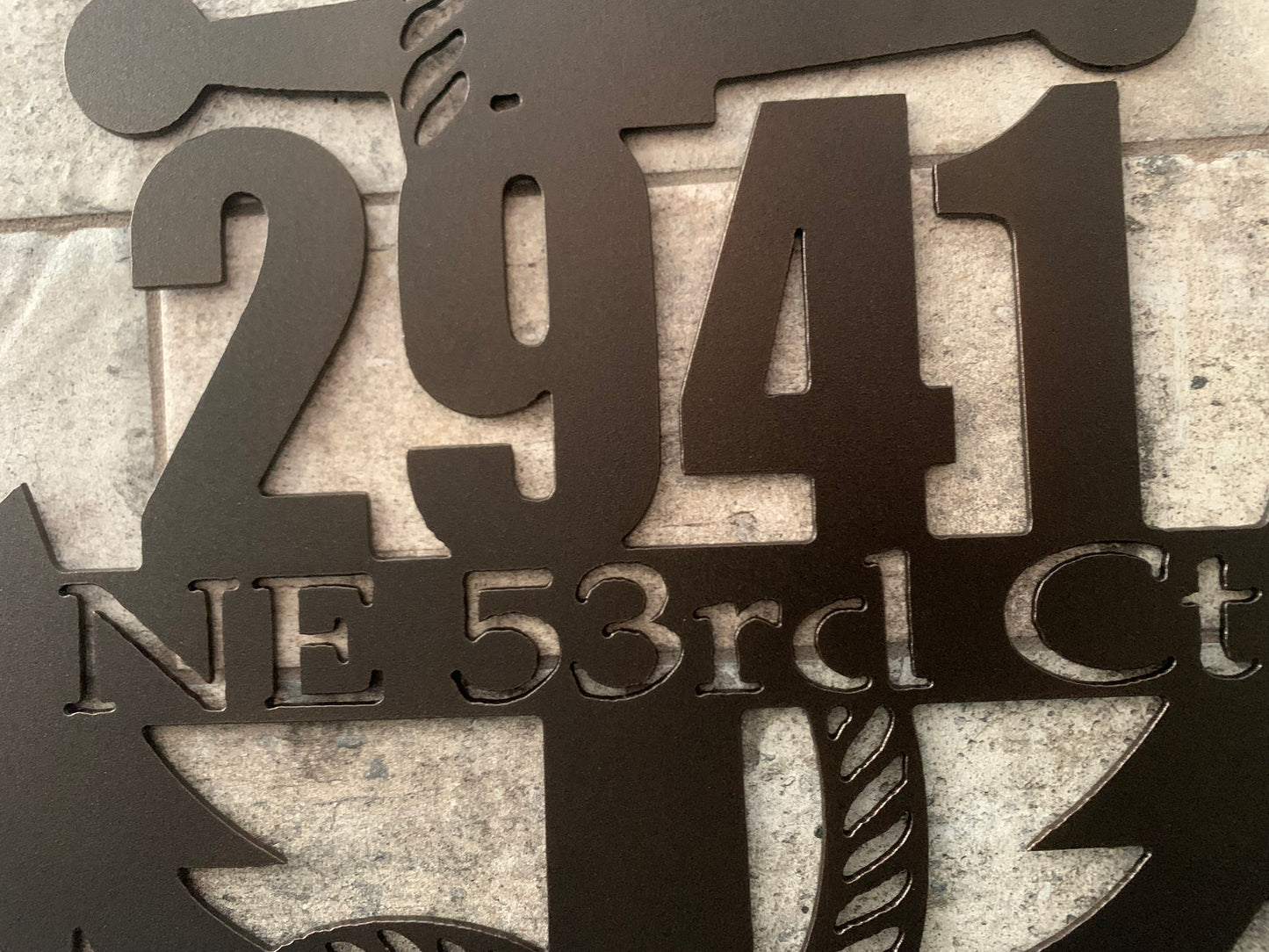 Custom Vertical Anchor Metal Address Sign with Last Name