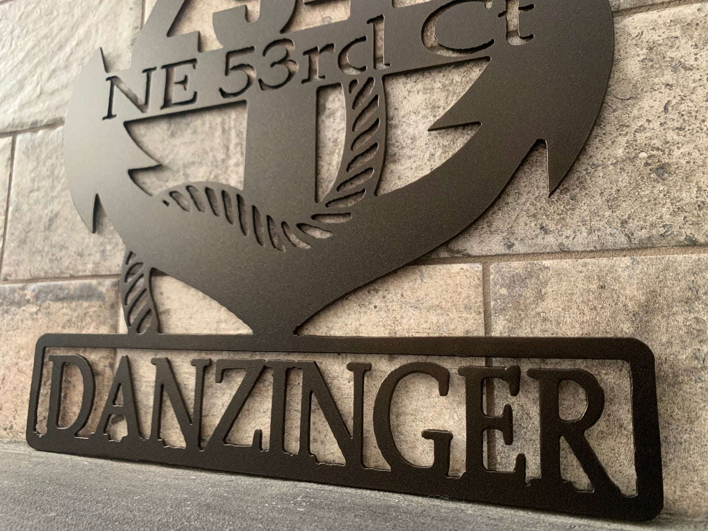 Custom Vertical Anchor Metal Address Sign with Last Name