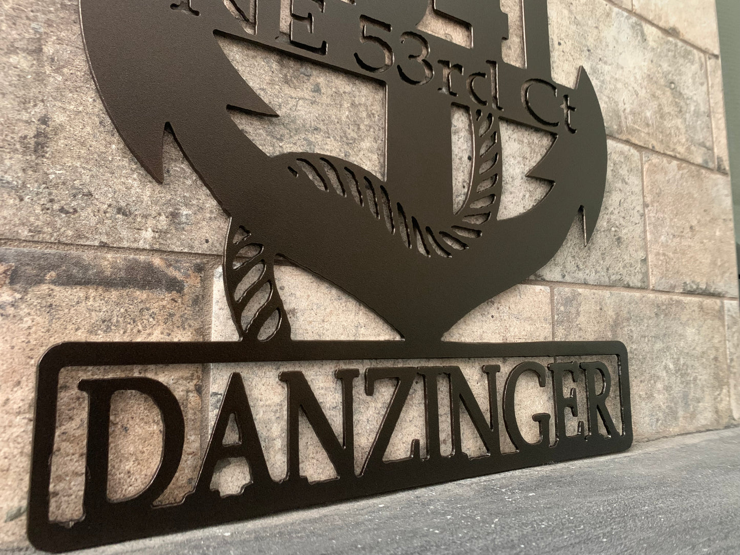 Custom Vertical Anchor Metal Address Sign with Last Name