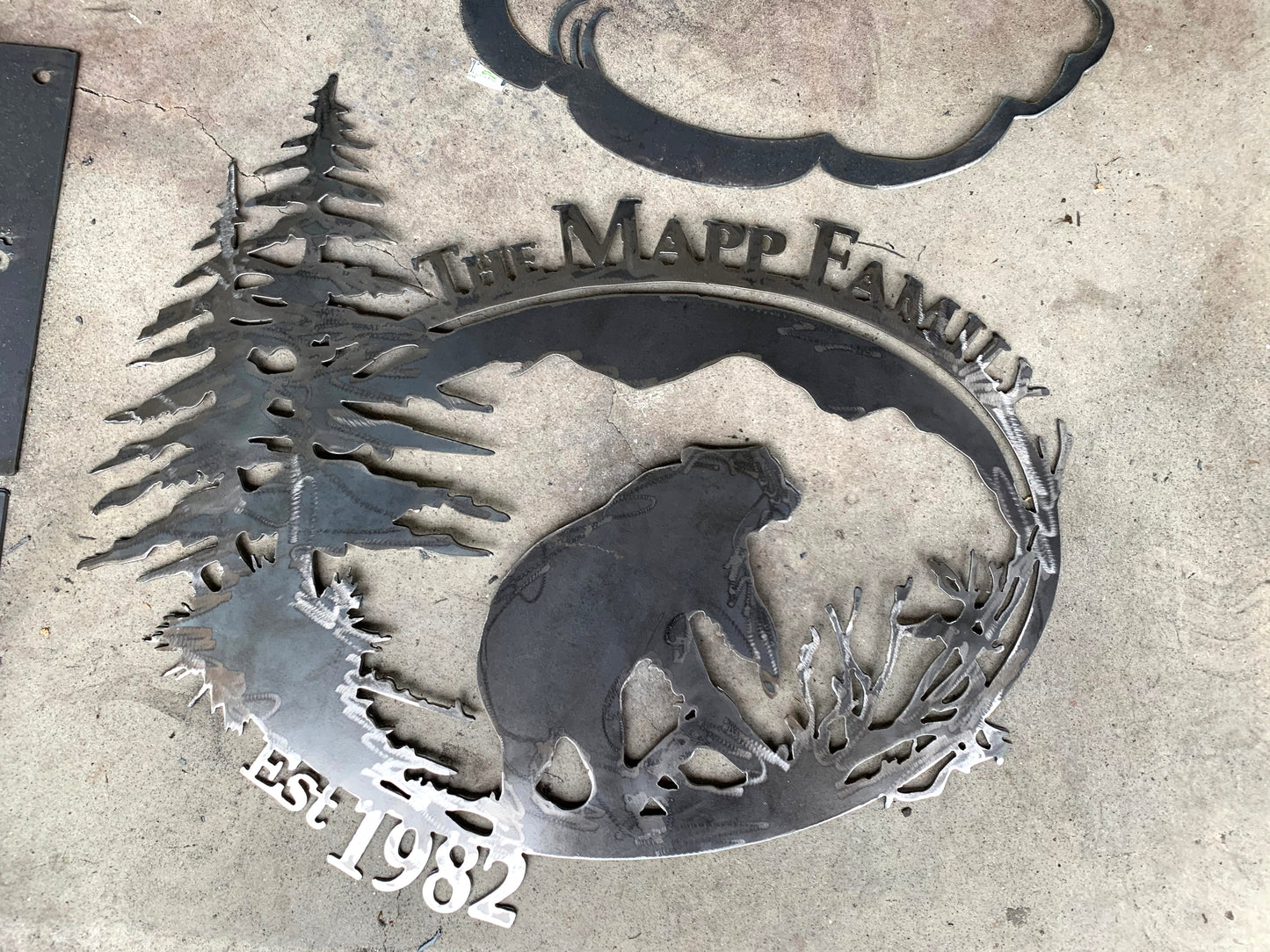Custom Metal Dancing Bear Property Name and Establish Year Sign