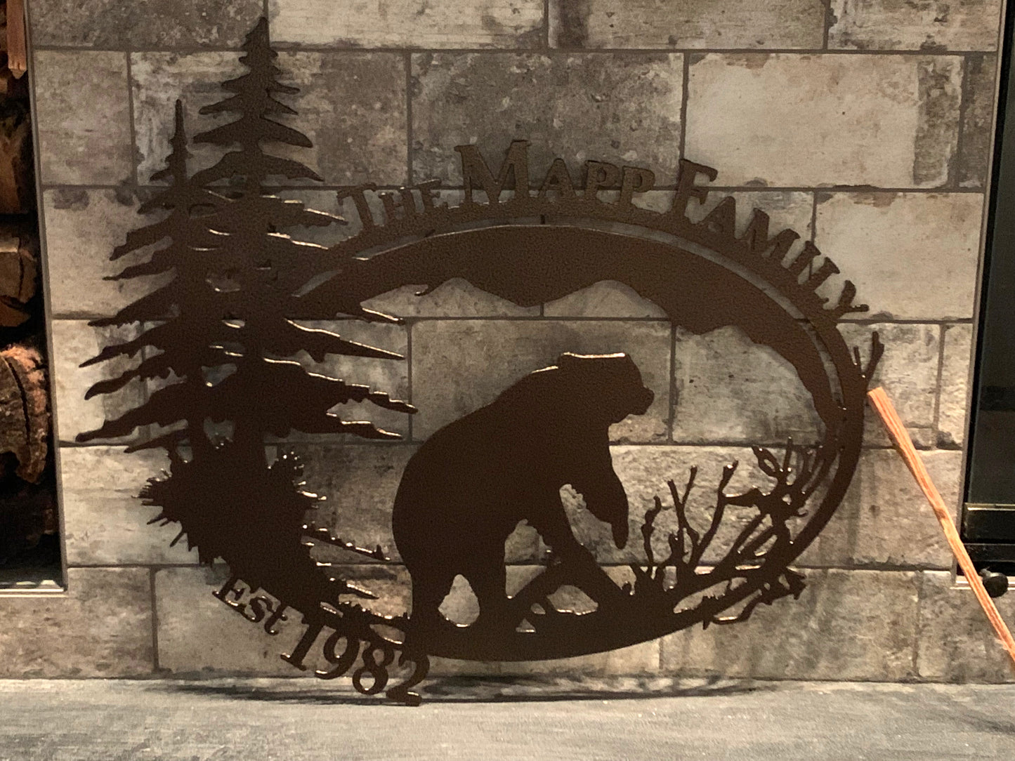 Custom Metal Bear in the Woods Property Name and Establish Year Sign