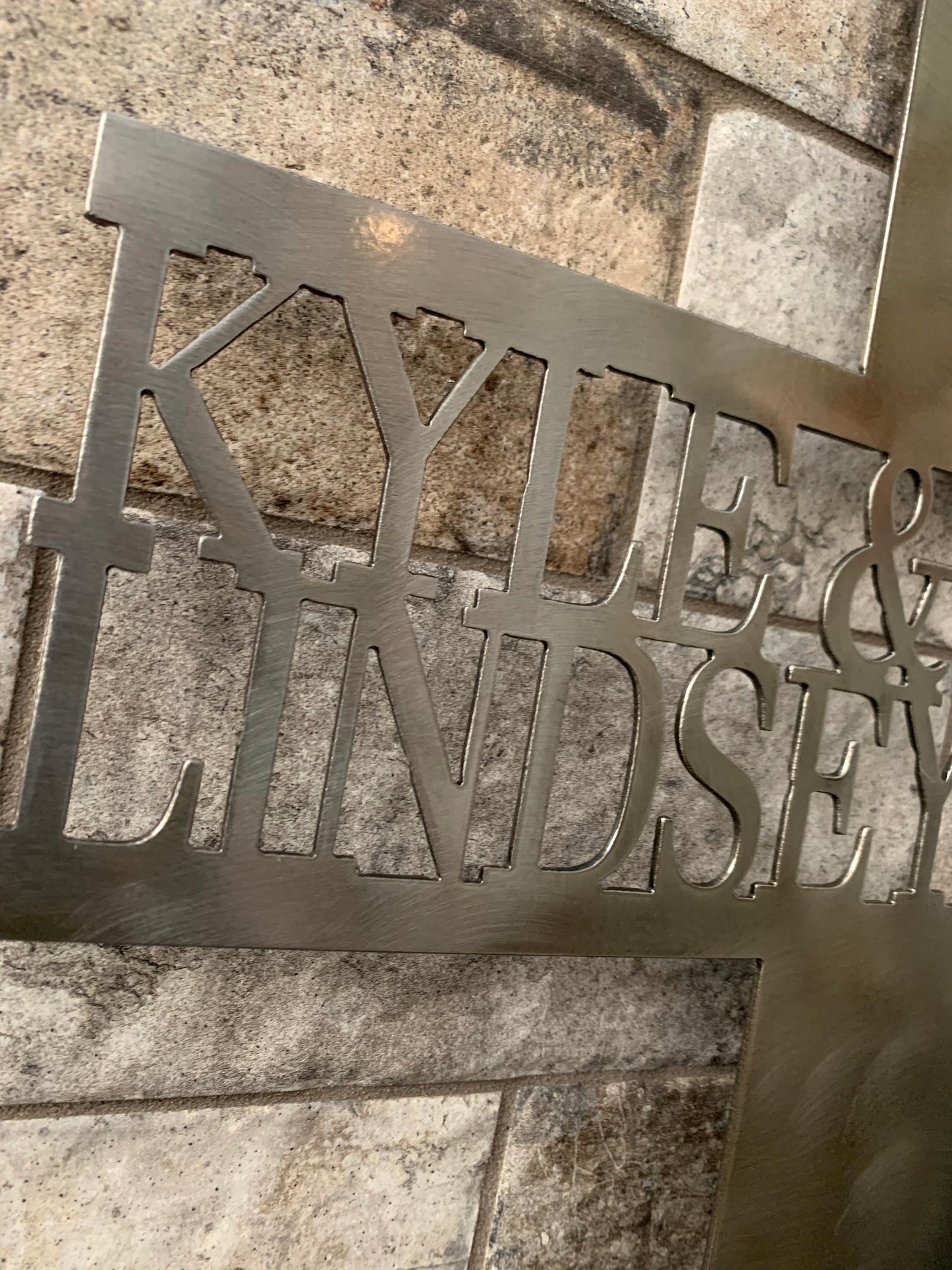 Custom Split Letter P Metal Last Name