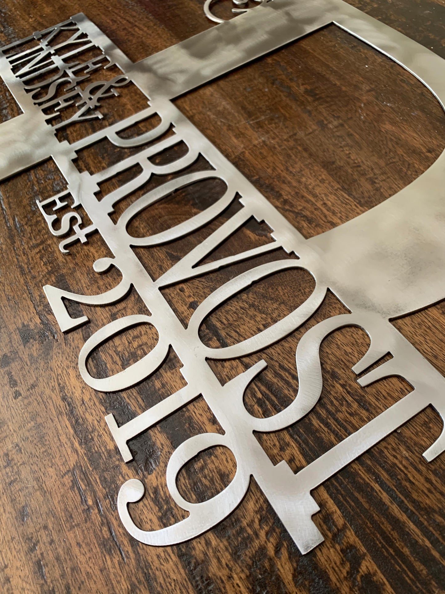 Custom Split Letter P Metal Last Name