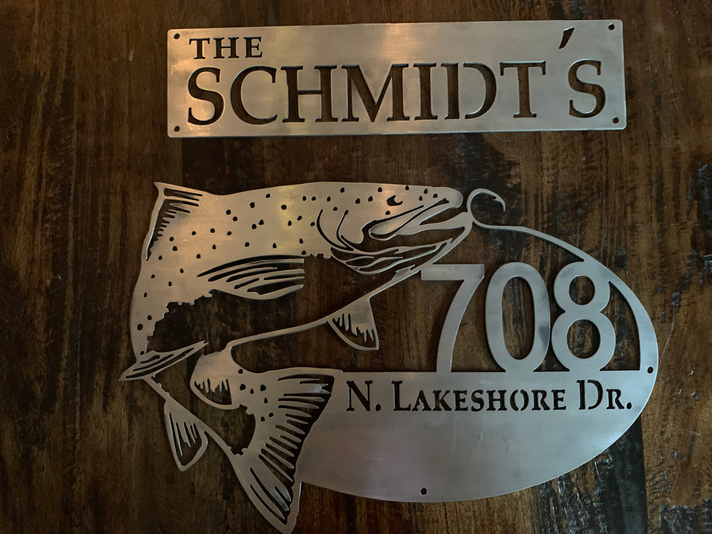 Custom Metal Salmon Name Sign