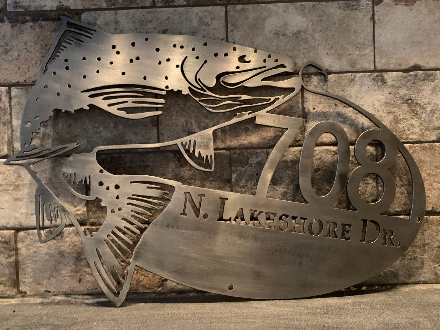 Custom Metal Salmon Address Sign