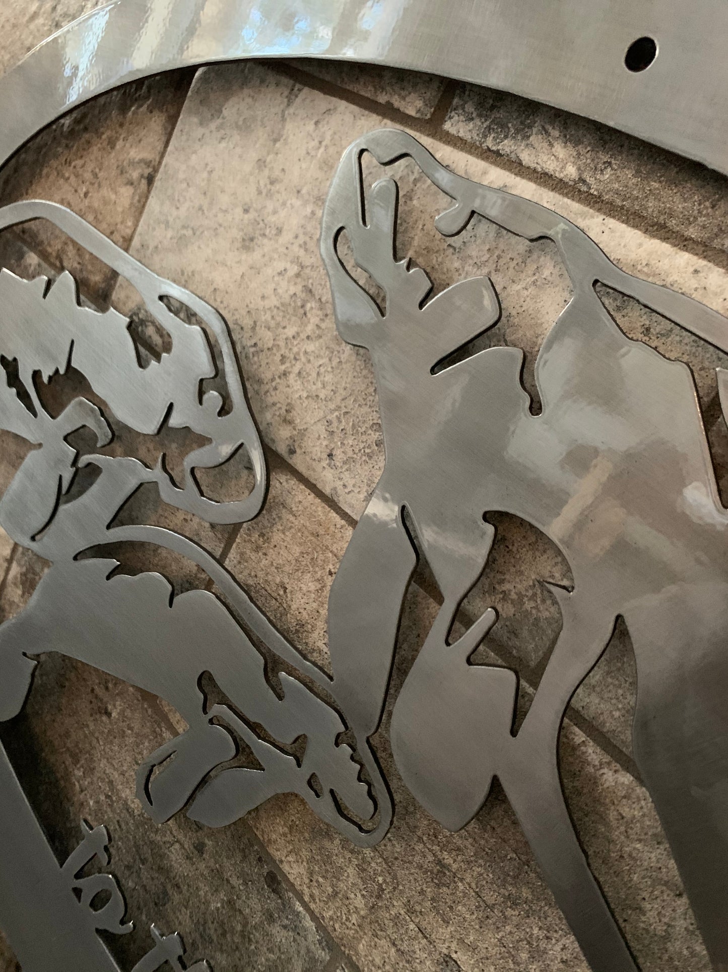 Closeup of Manatee on brushed metal version