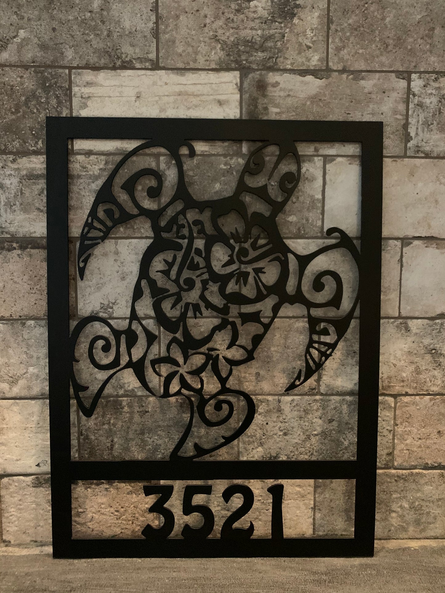 Custom Metal Sea Turtle Verticle Address Sign
