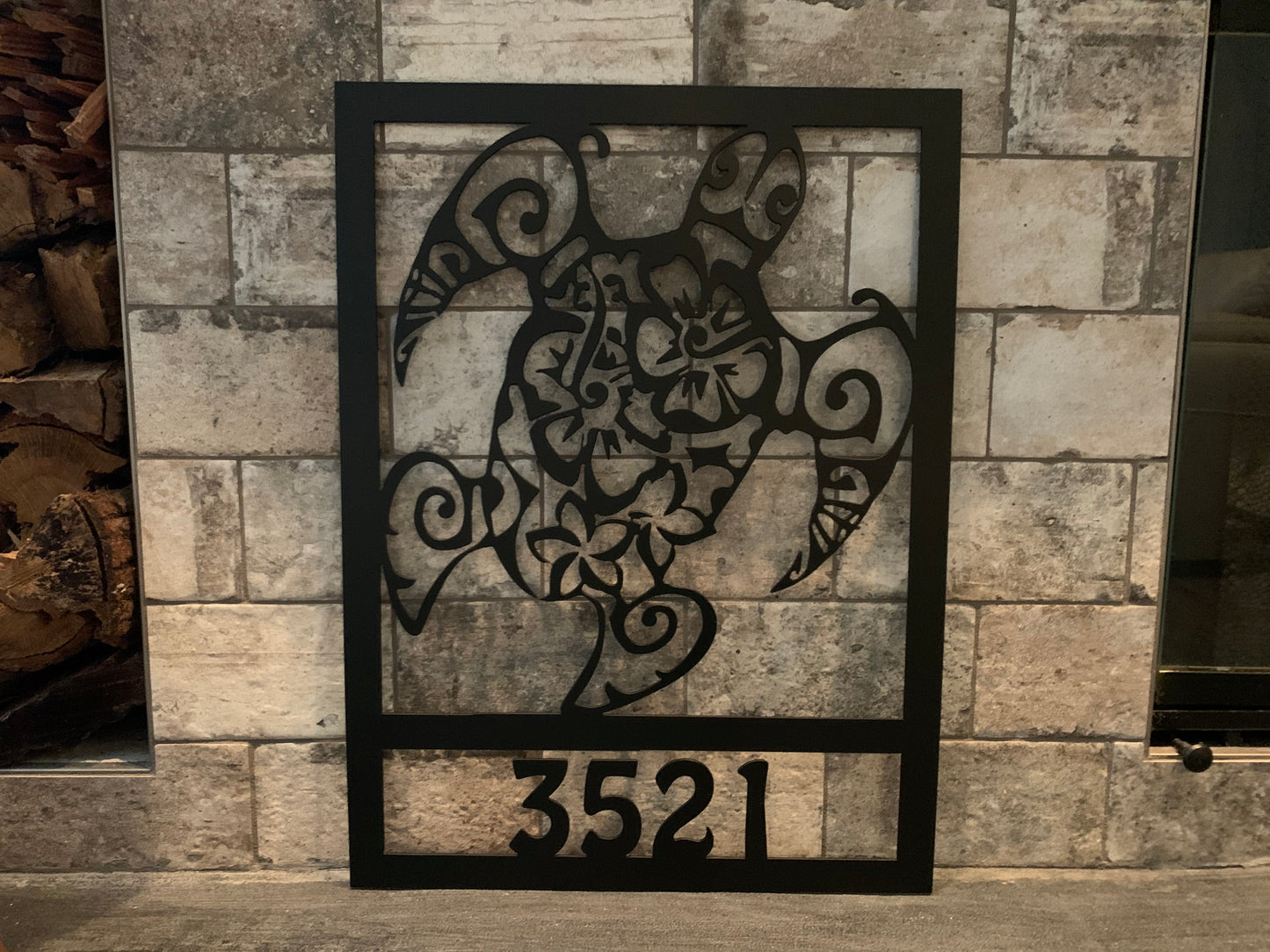 Custom Metal Sea Turtle Verticle Address Sign