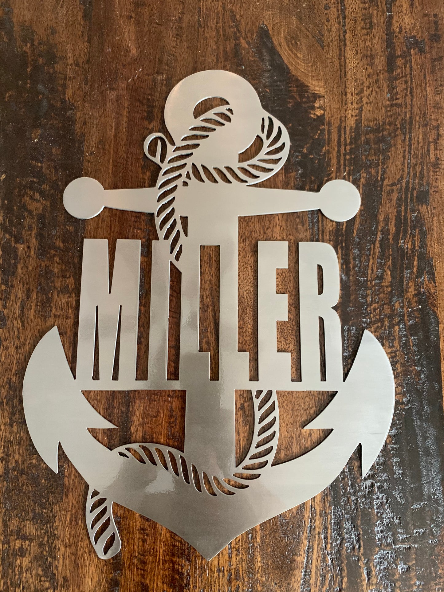 Custom Vertical Large Anchor Metal Name Sign