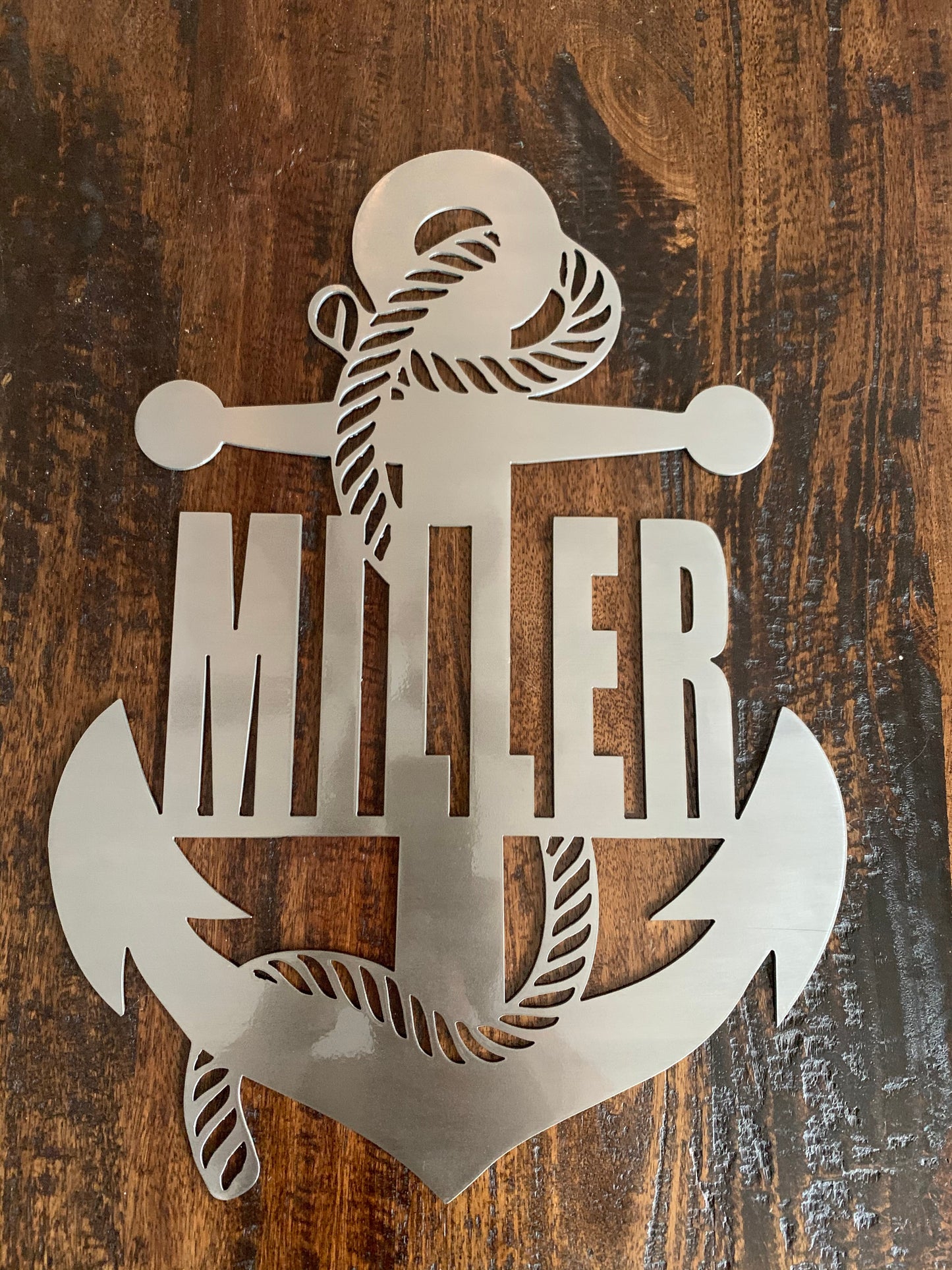 Custom Small Vertical Anchor Metal Name Sign