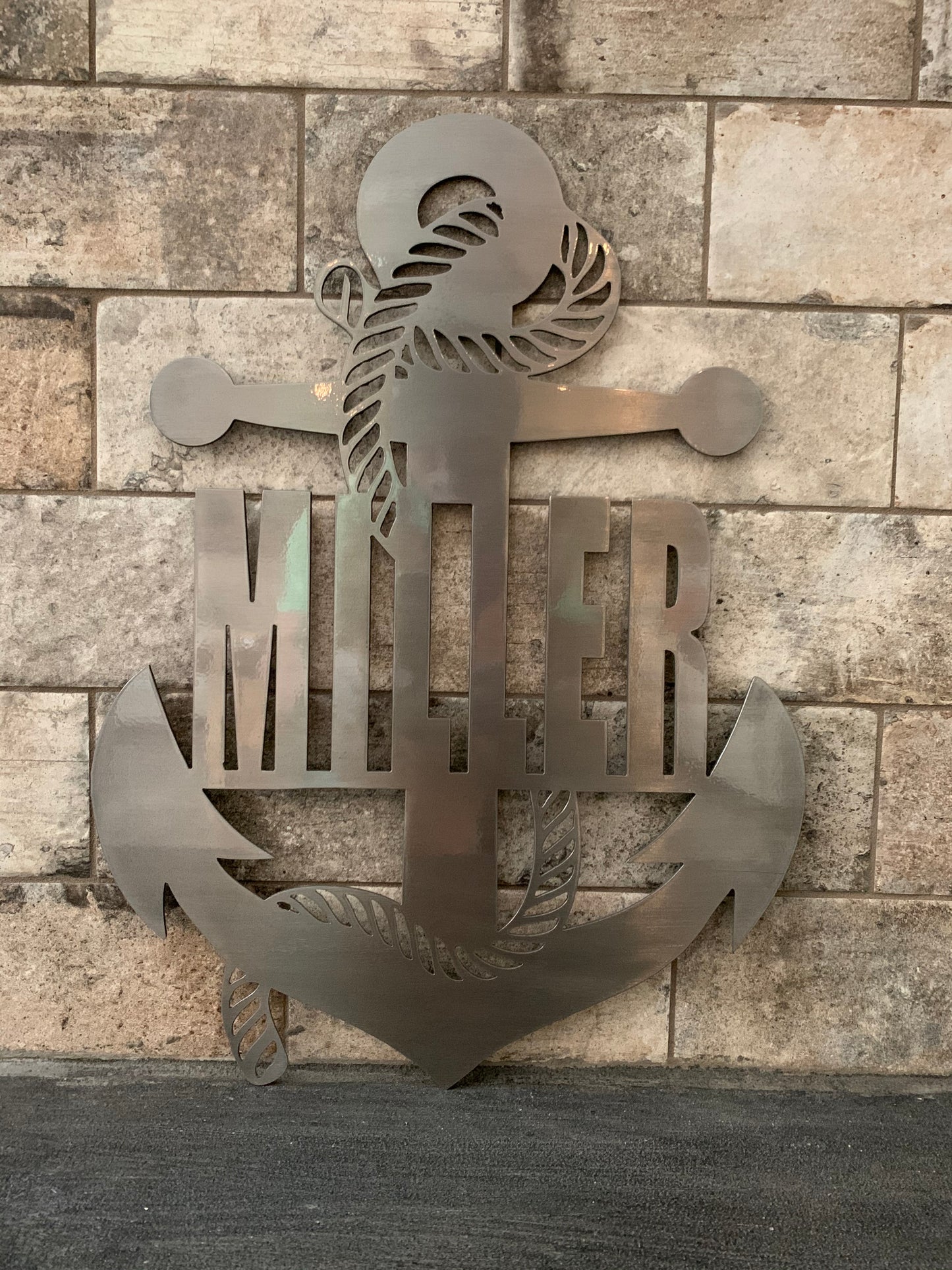 Custom Vertical Large Anchor Metal Name Sign