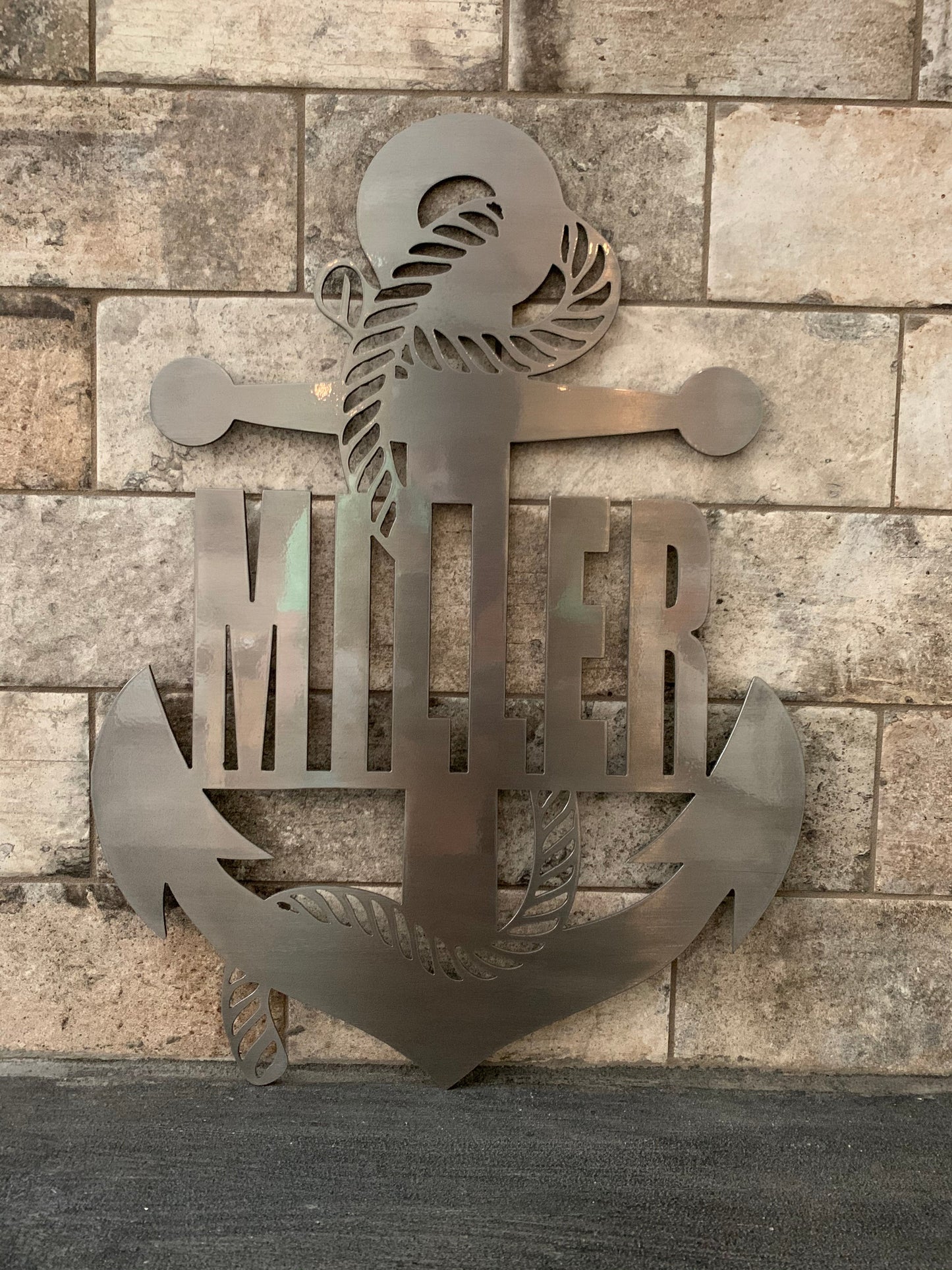 Custom Small Vertical Anchor Metal Name Sign