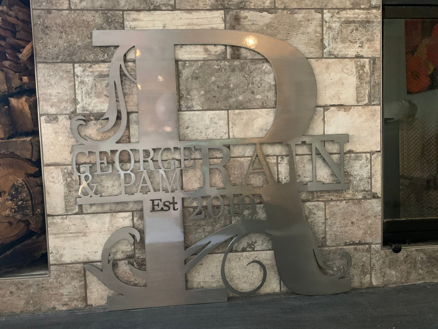 Custom Split Letter R Metal Last Name Sign