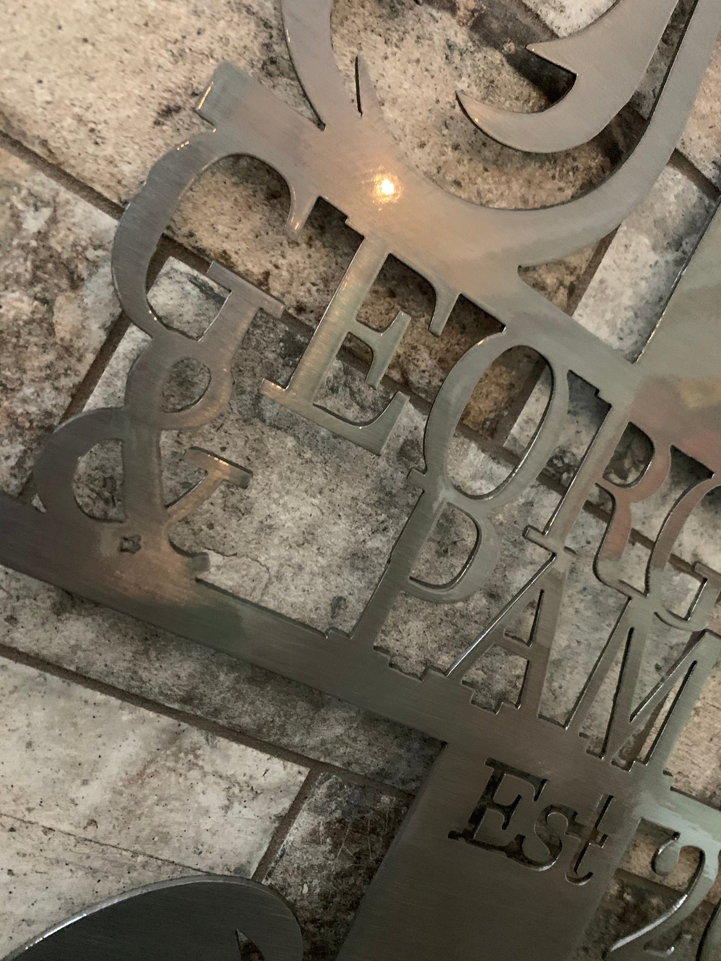 Custom Split Letter R Metal Last Name Sign