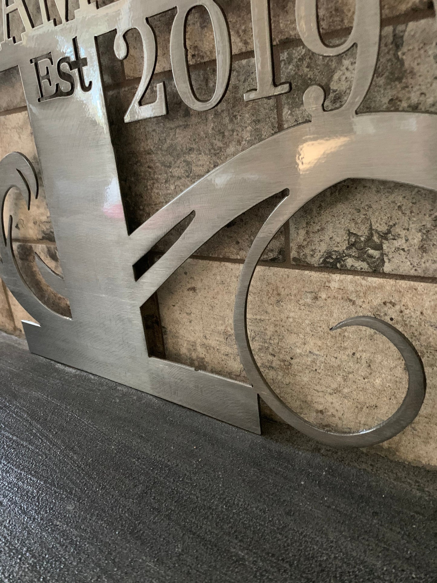 Custom Split Letter R Metal Last Name Sign