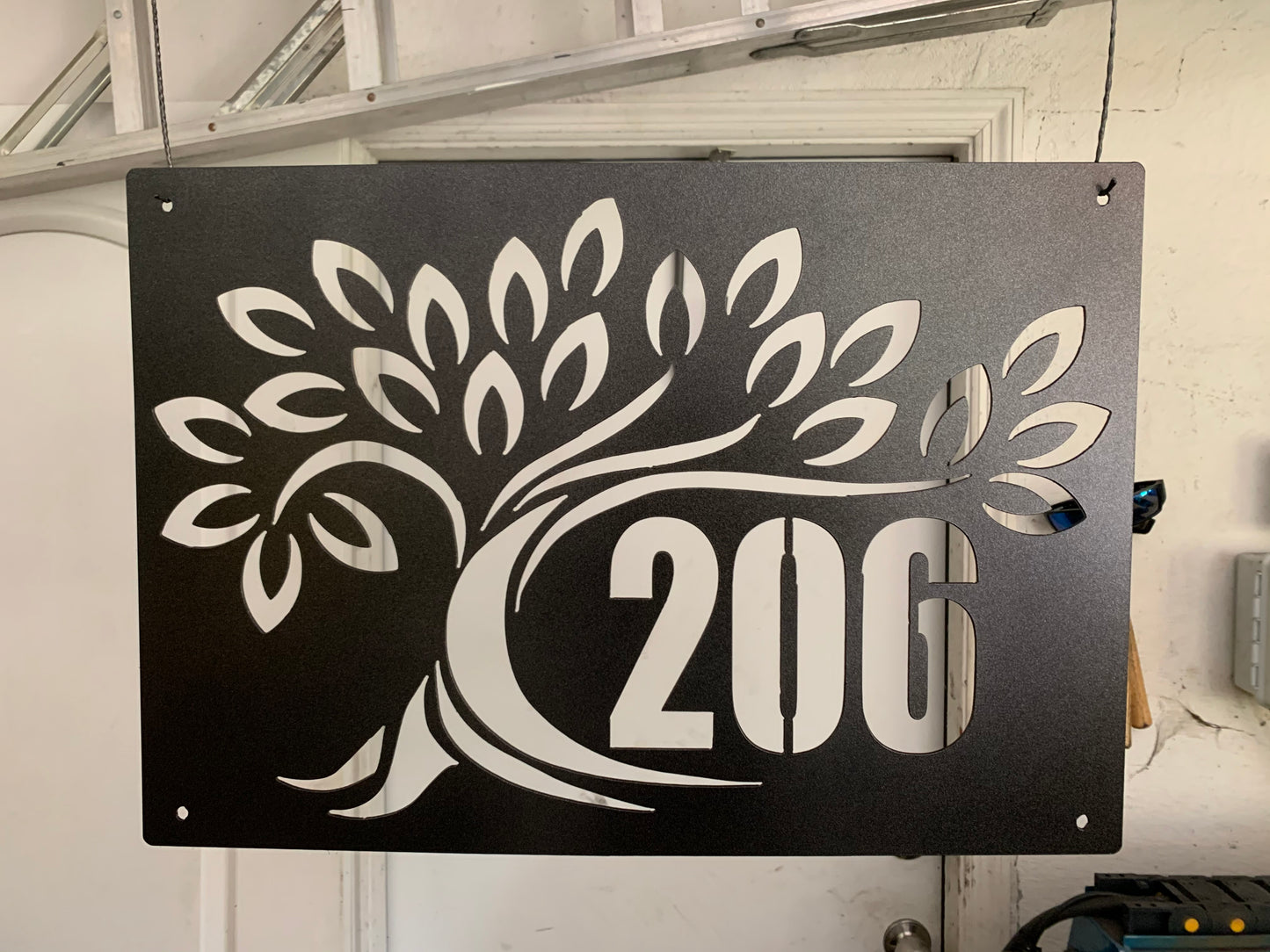 Custom Bent Tree Metal Address Sign