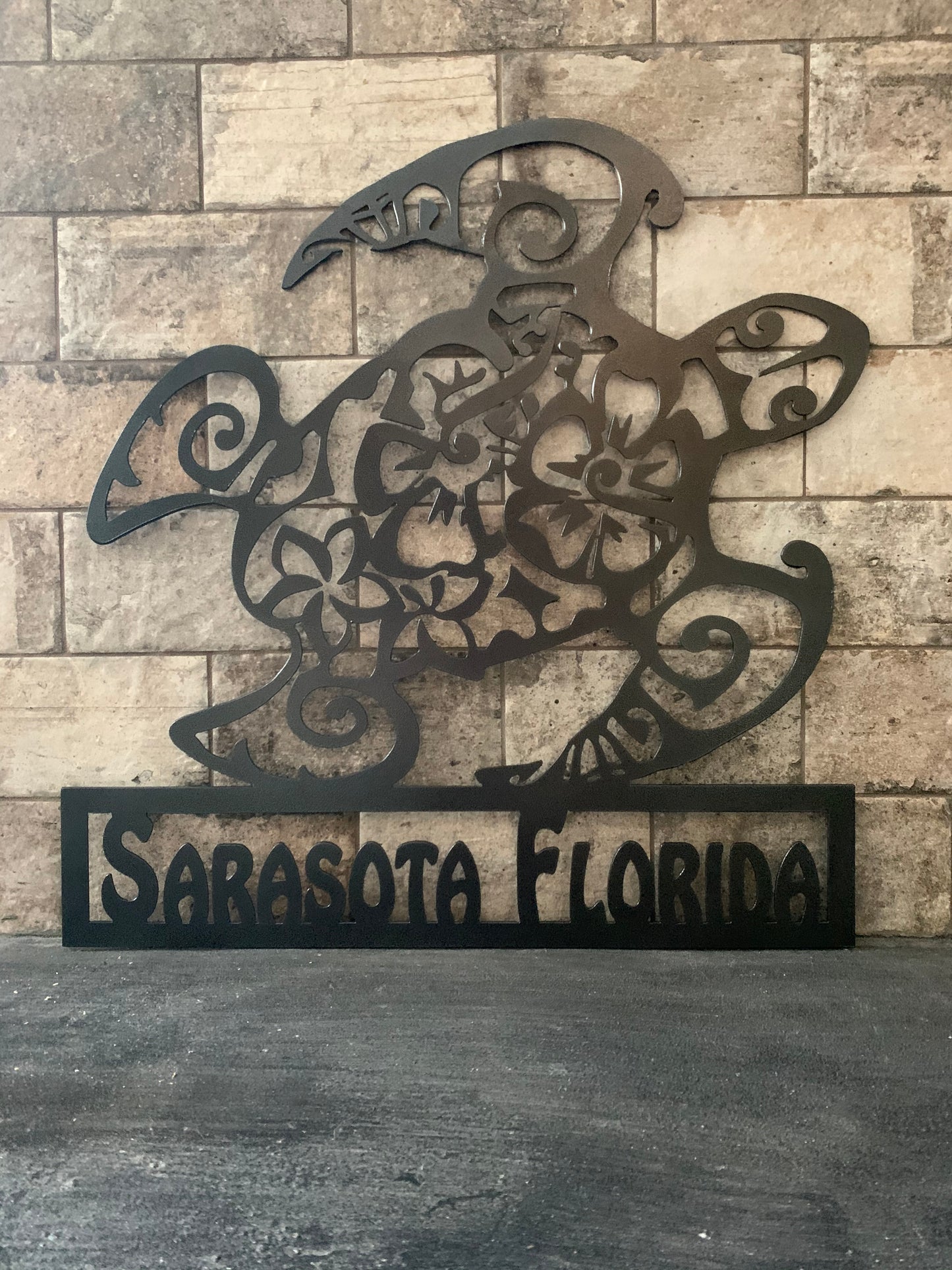 Custom Metal Sea Turtle Horizontal Address Sign