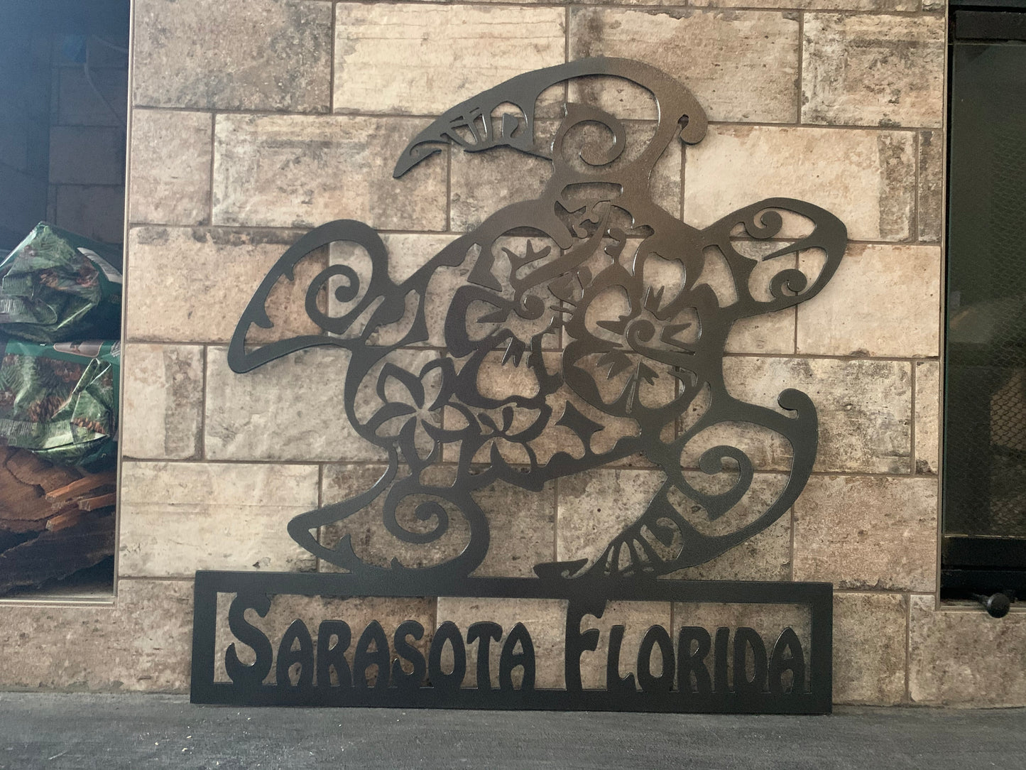 Custom Metal Sea Turtle Horizontal Address Sign