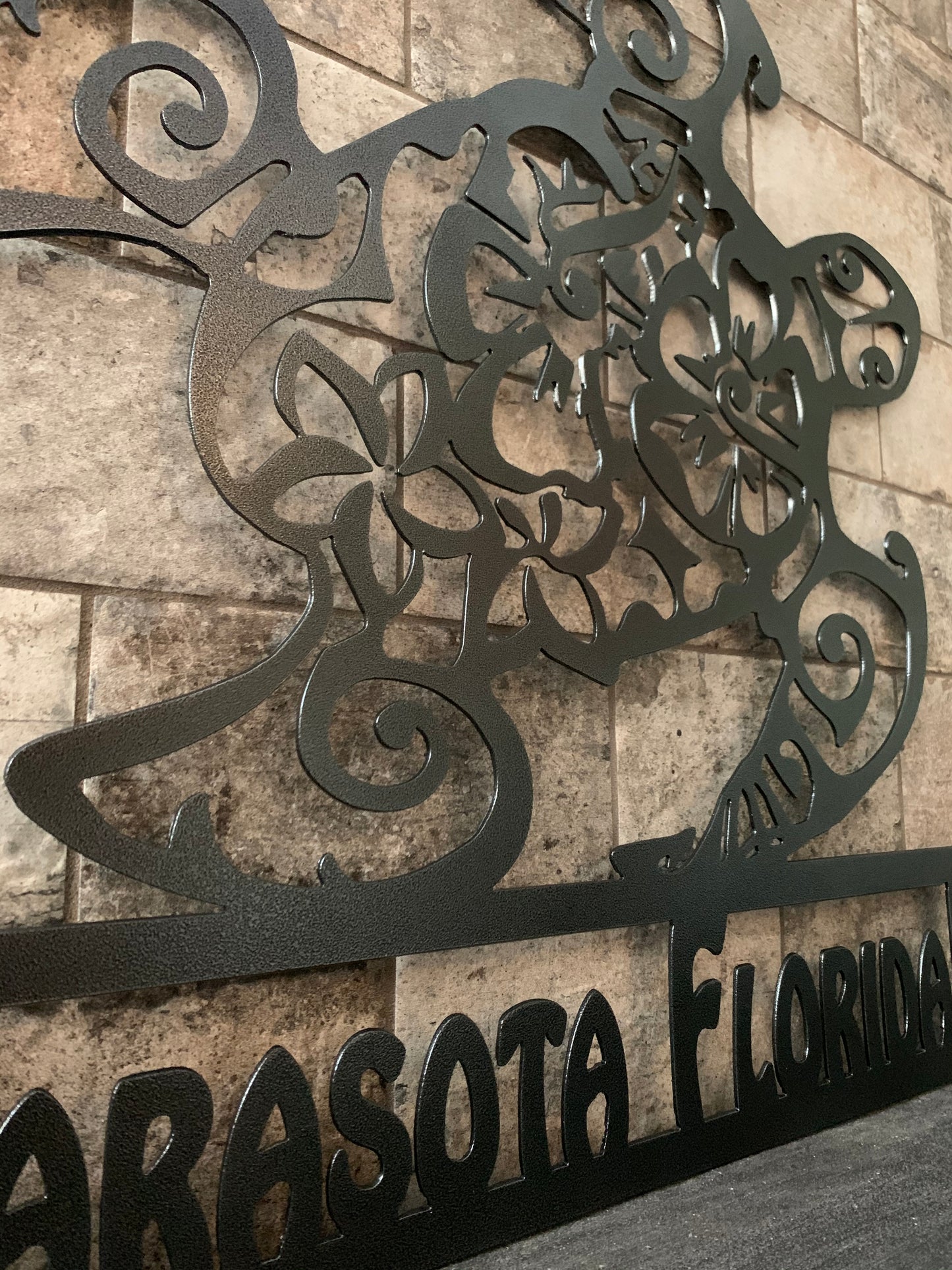 Custom Metal Sea Turtle Horizontal Address Sign