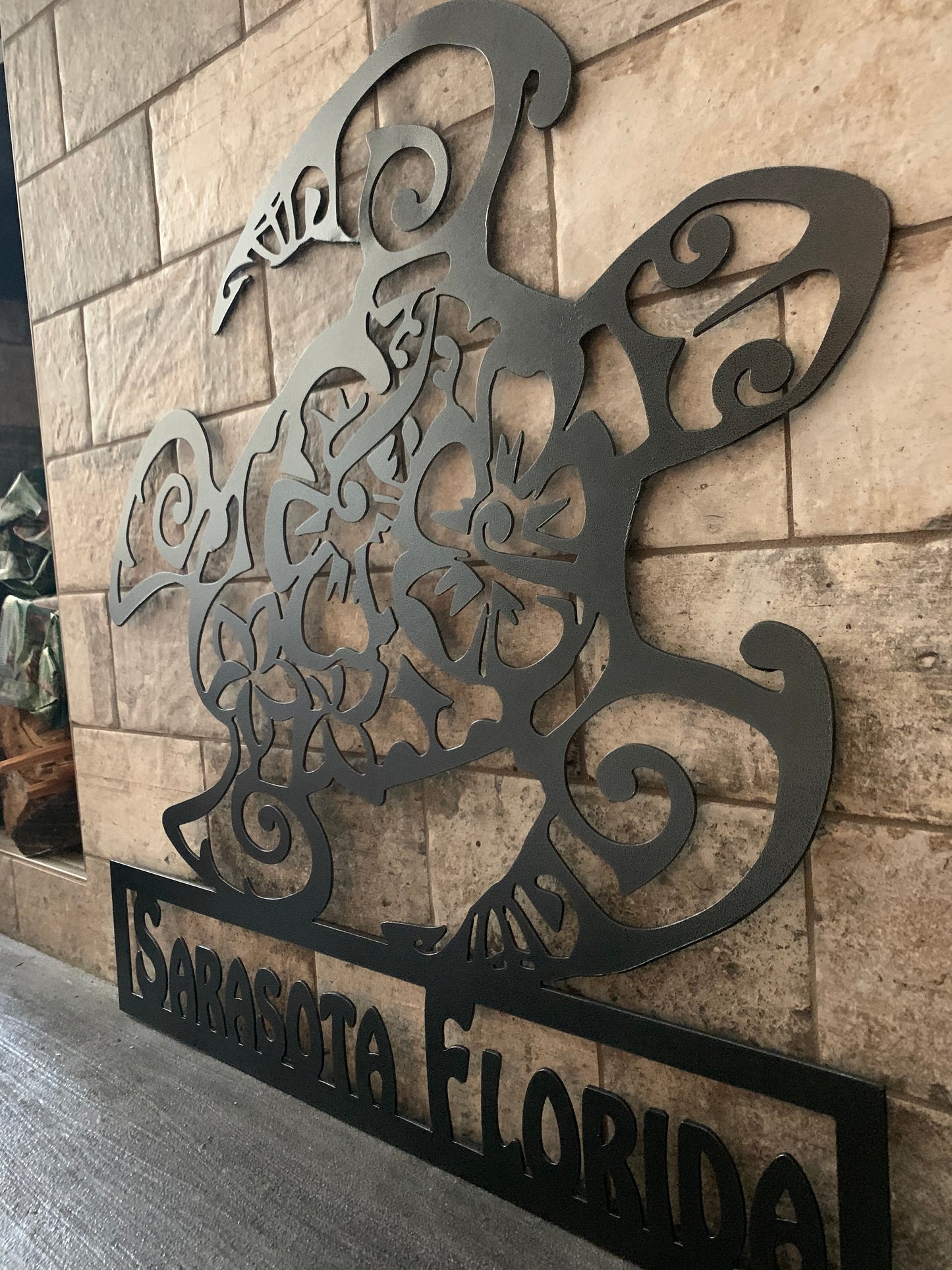 Custom Metal Sea Turtle Horizontal Address Sign
