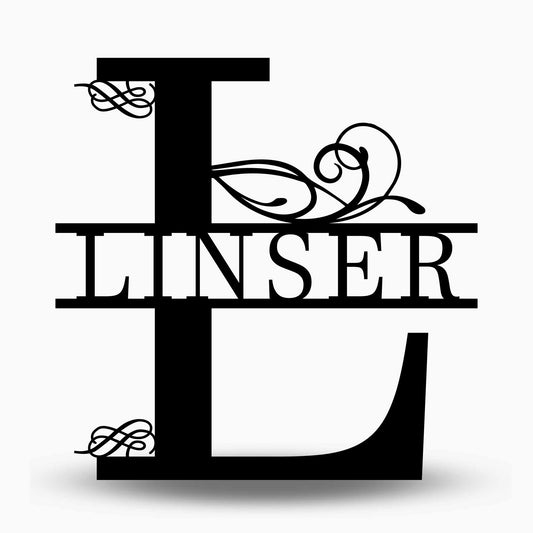 Custom Split Letter L Metal Last Name Sign