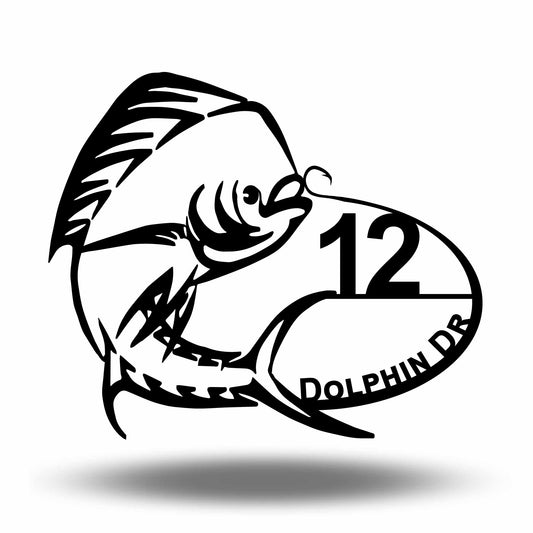 Custom Metal Mahi Mahi Address Sign