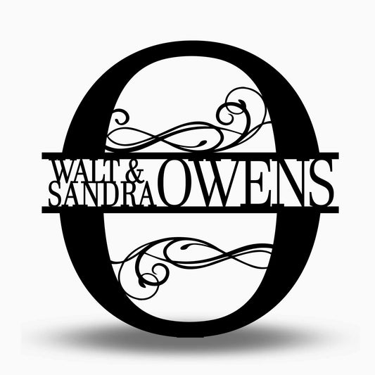 Custom Split Letter O Metal First Names and Last Name Sign