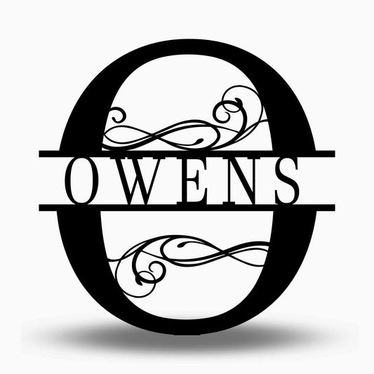 Custom Split Letter O Metal Last Name Sign